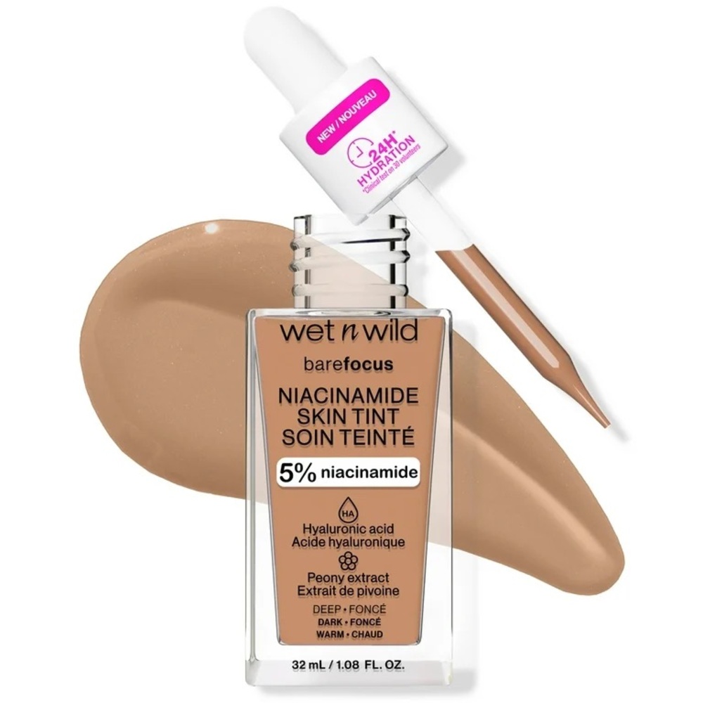 Wet N Wild Bare Focus Niacinamide Skin Tint - Deep, NEW